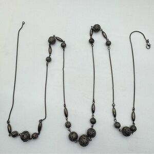 Gunmetal Gothic Filigree Beaded Necklace Statement Vintage Style Dark Metal